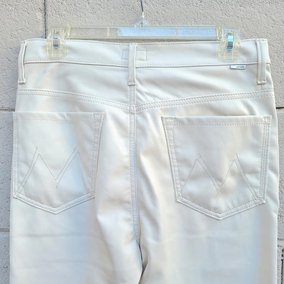 MOTHER | Faux Leather The Super Swooner in Wax On, Wax Off Egret Size 30 NEW - Picture 11 of 14